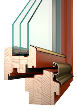 Ukázka řezu dřevěného termo okna TWW