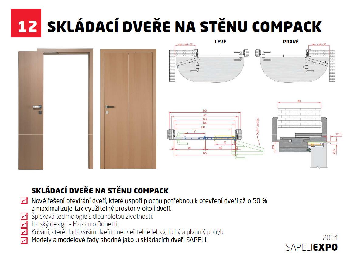 Dveře SAPELI - COMPACK skládací na stěnu